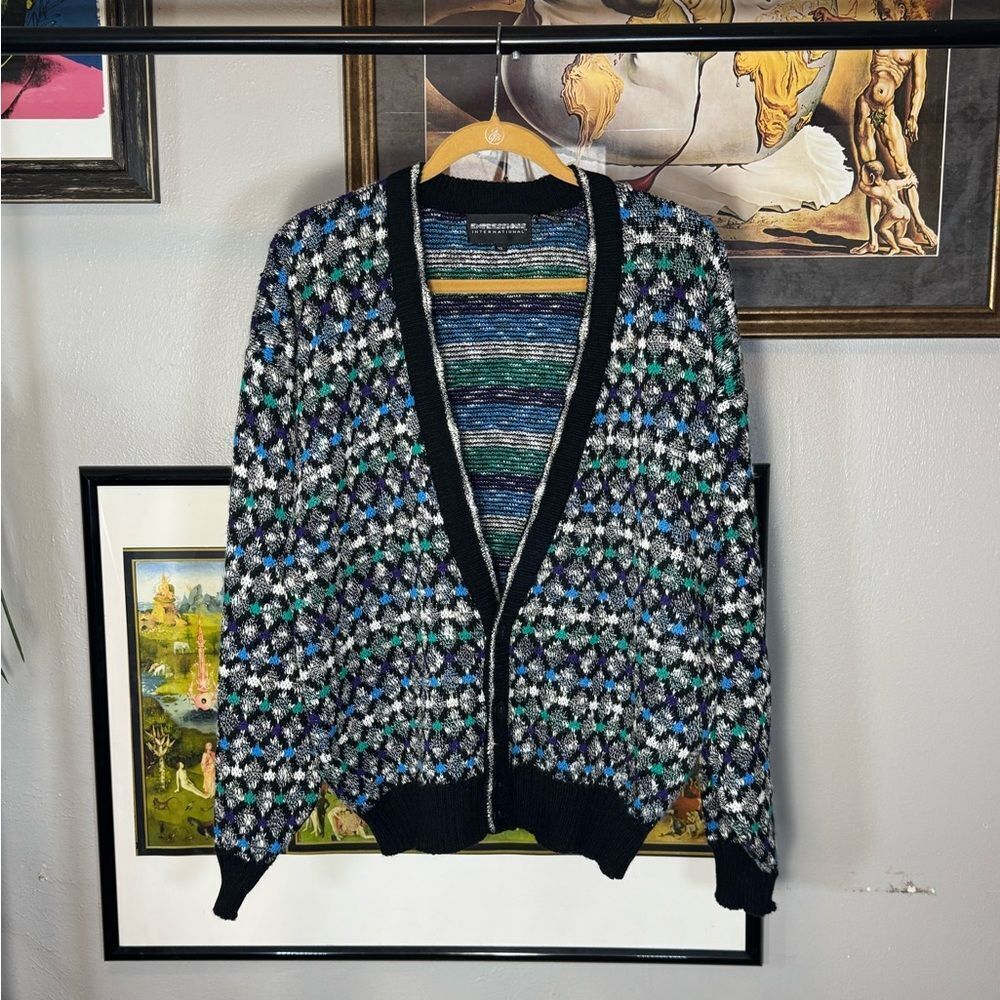 Vintage Men's Multicolor Patterned 90s Cardigan Sweater